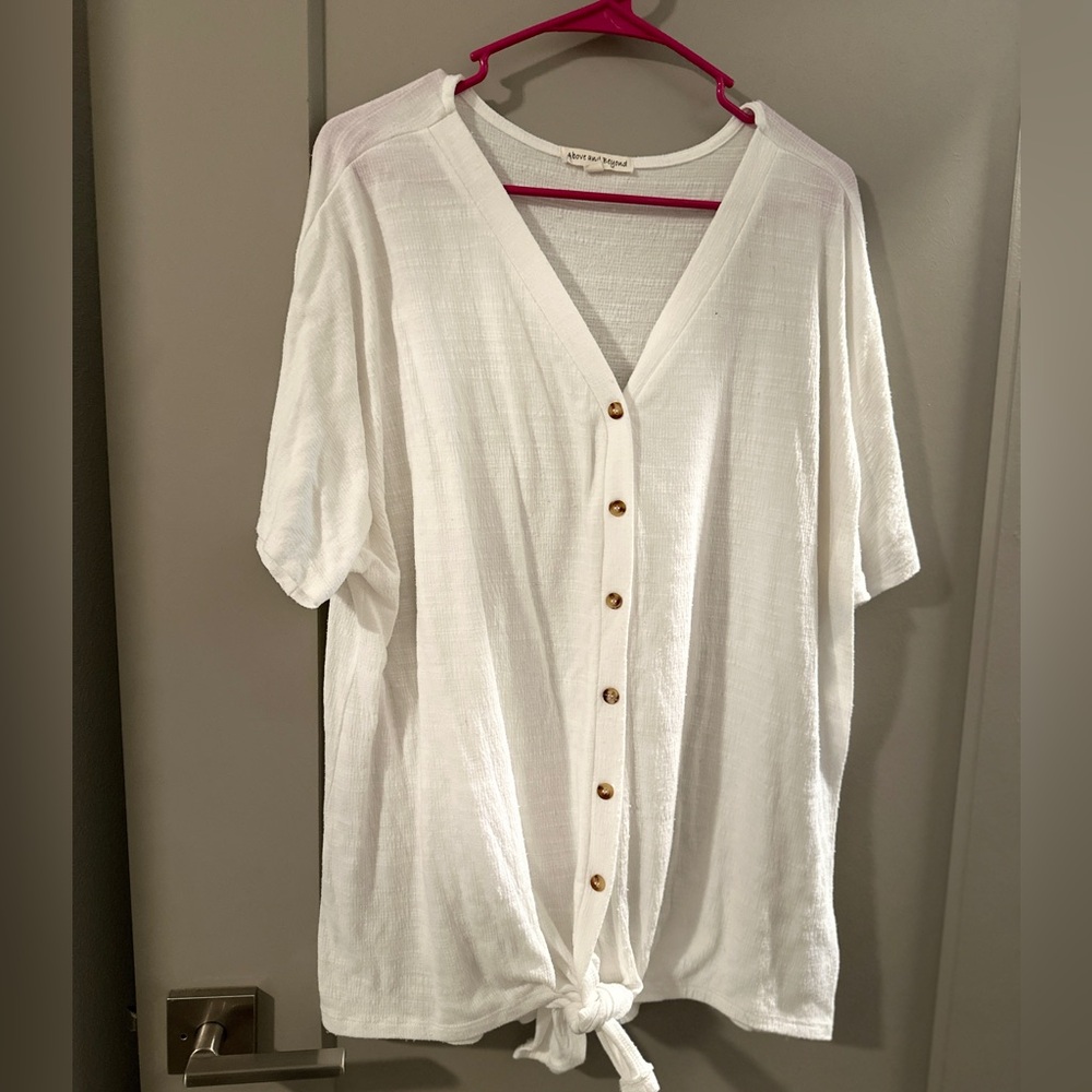 White Front Tie Shirt